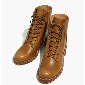 Madewell The Julien Lace-Up Lugsole Leather Boot Chunky‎ Brown Womens Size 8.5